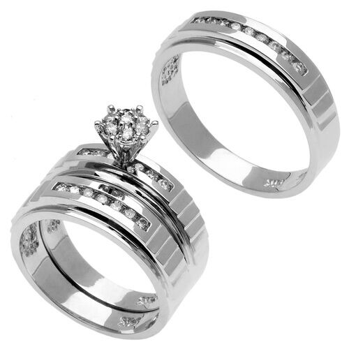 14K Gold 0.46 CT His & Hers Diamond Trio Ring Set