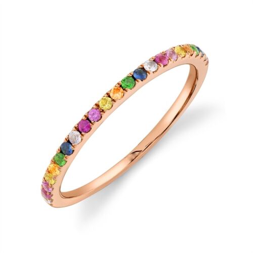14K Gold Rainbow Gemstone Band Ring