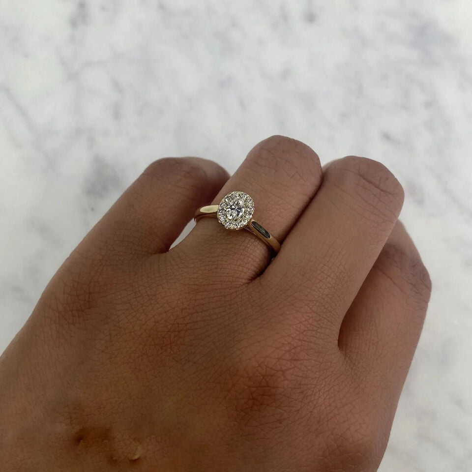 14K Gold Oval Cut Diamond Engagement Ring