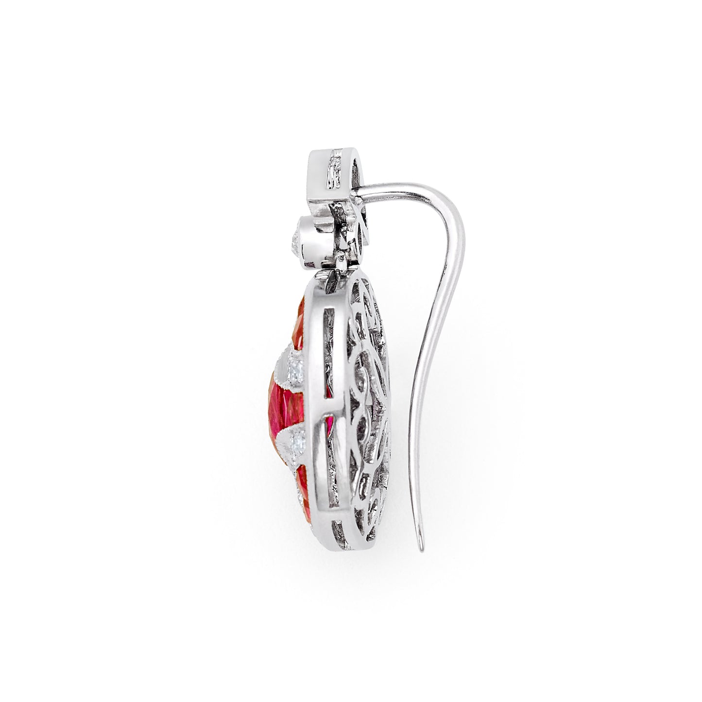 Art Deco Ruby Diamond Platinum Earrings Natural Handmade Certified