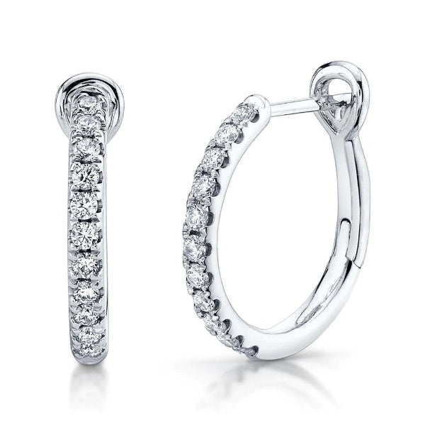 14K Gold 0.26CT Round Diamond Hoops Earrings 0.60" Diameter Natural