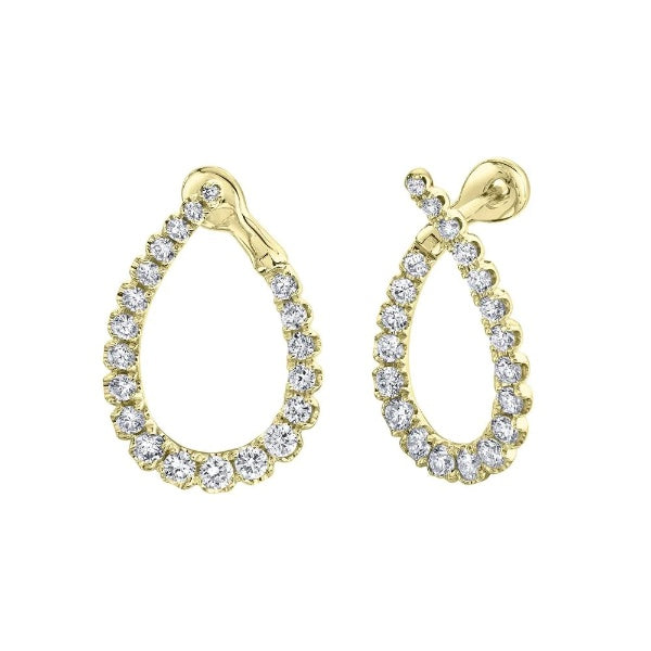 14K Gold 1.31 TCW Teardrop Diamond Earrings Pear Shape Round Cut Natural