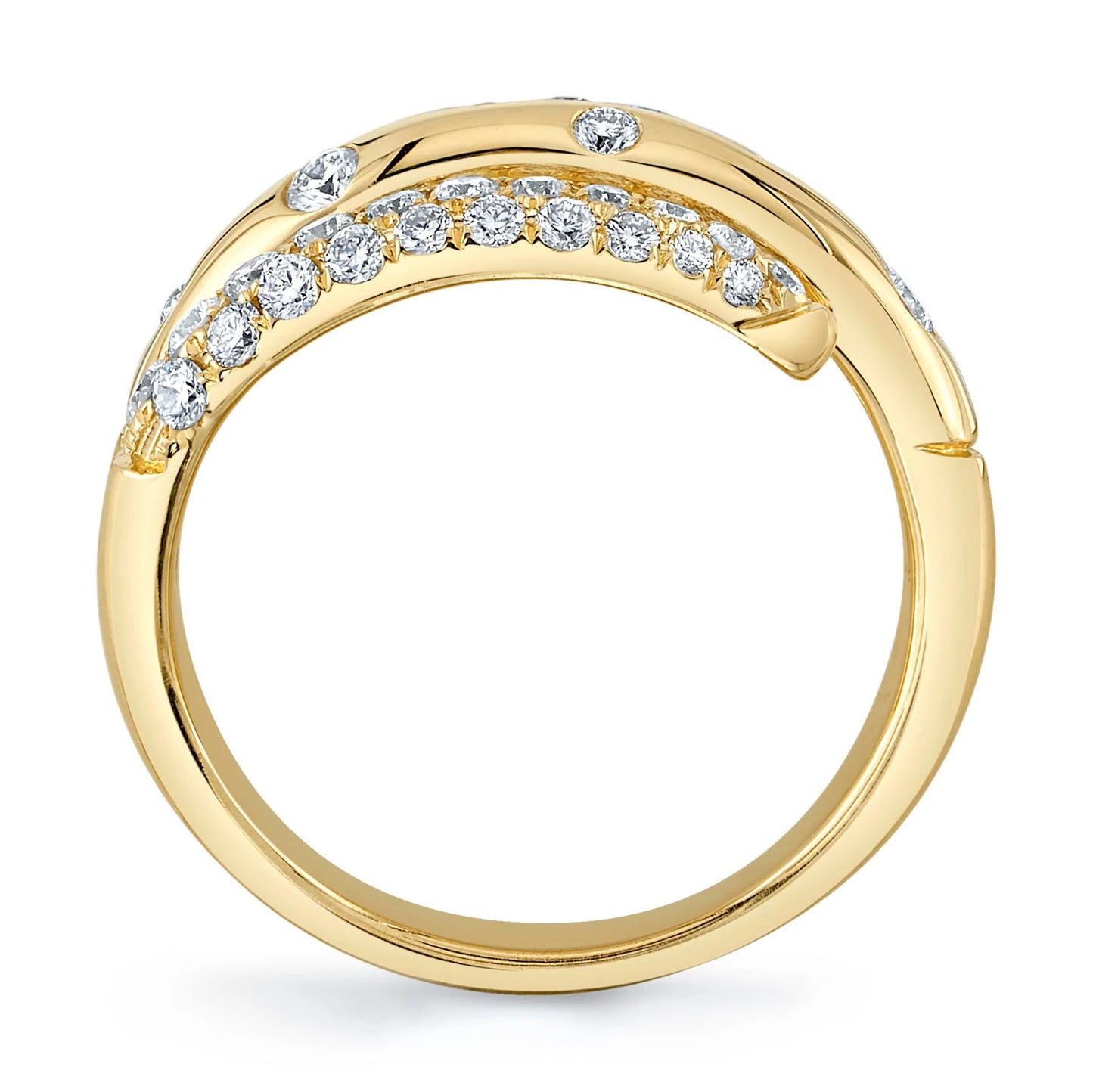 14K Yellow Gold Diamond Wrap Bypass Ring 1.00 CT