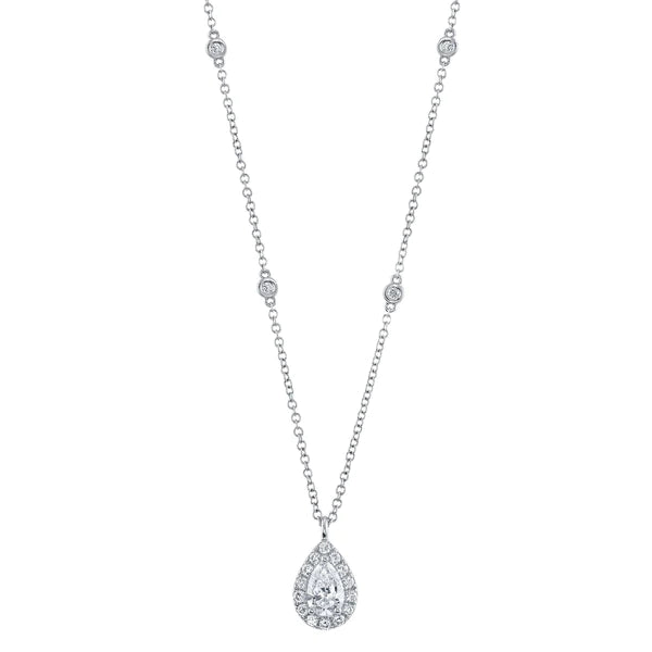 14K Gold Pear Diamond By The Yard Station Necklace