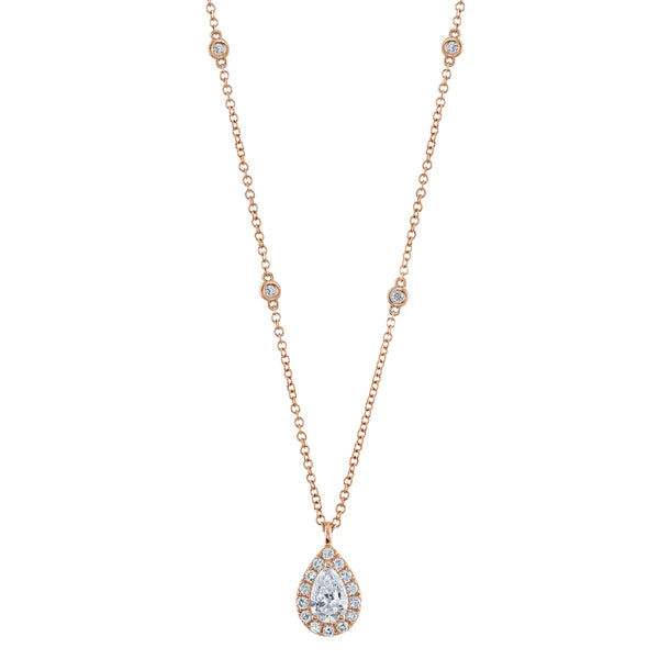 14K Gold Pear Diamond By The Yard Station Necklace