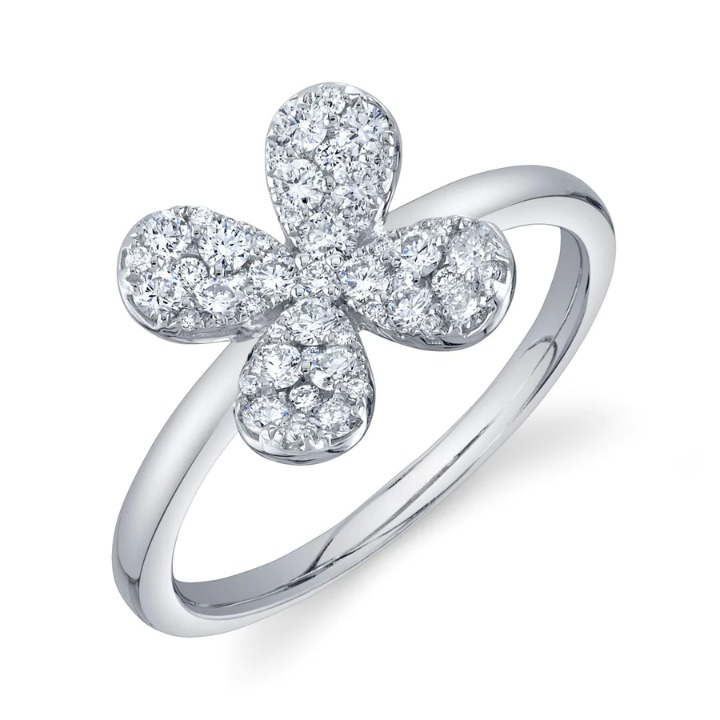 14K Gold 0.51 CT Diamond Flower Ring