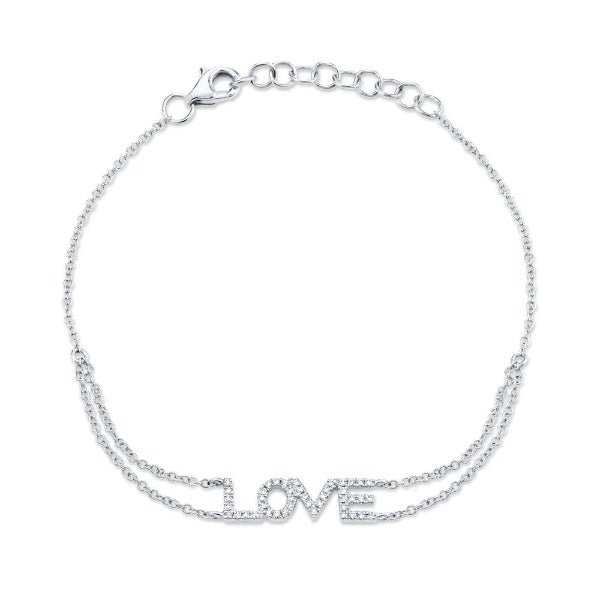14K Gold 0.12 CT Diamond LOVE Bracelet Round Cut Natural Statement