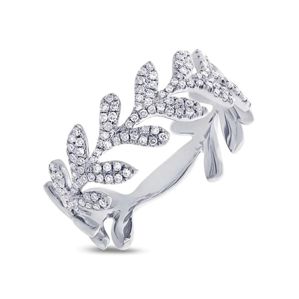 0.30 CT Leaf Style Round Diamond Rose Gold Cocktail Ring