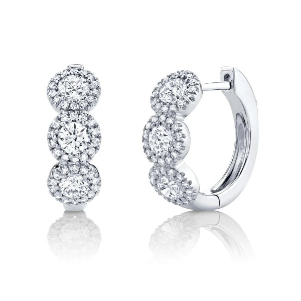 14K Gold 1.10 CT Diamond Huggie Hoop Earrings Round Cut Natural