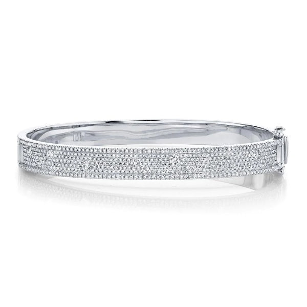 14K Gold 1.47CT Floating Diamond Bangle Bracelet Round Cut