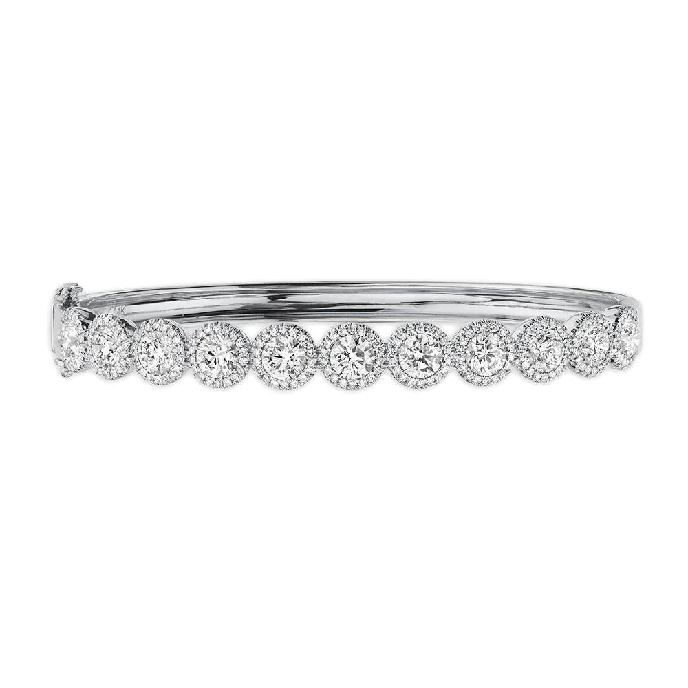 14K Gold 4.97 CT Diamond Bangle Bracelet Lock Round Cut Tennis Women