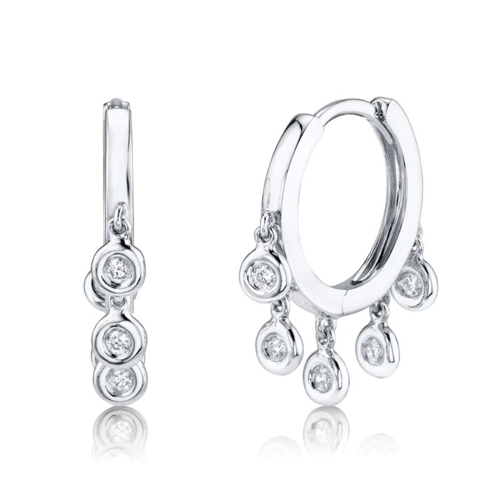 14K Gold 0.08 CT Diamond Huggie Shaker Earrings