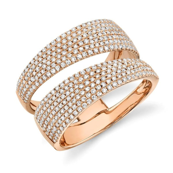 14K Gold 0.80CT Diamond Bypass Wrap Ring Statement Open Cocktail Natural