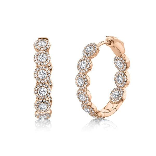 14k Gold 2.33CT Oval Hoop Diamond Earrings Natural Round