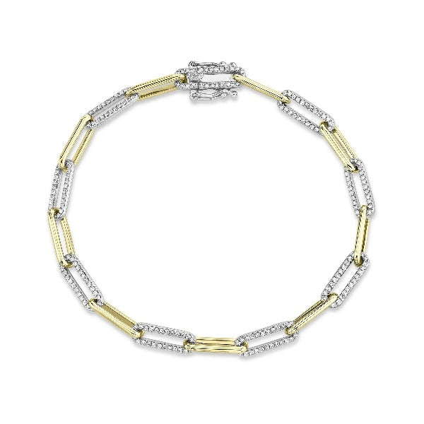 14K Gold 0.73CT Paper Clip Link Diamond Bracelet Women's Natural Round Cut