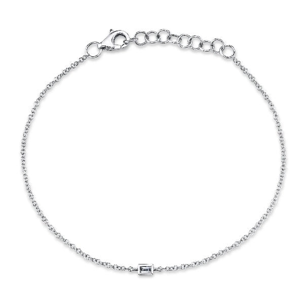 14K Gold 0.03CT Baguette Cut Diamond Bracelet Bezel Natural Kids Adults