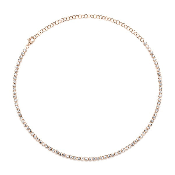 14K Gold 7.12 CT Diamond Tennis Necklace Crown Setting Round Cut Natural