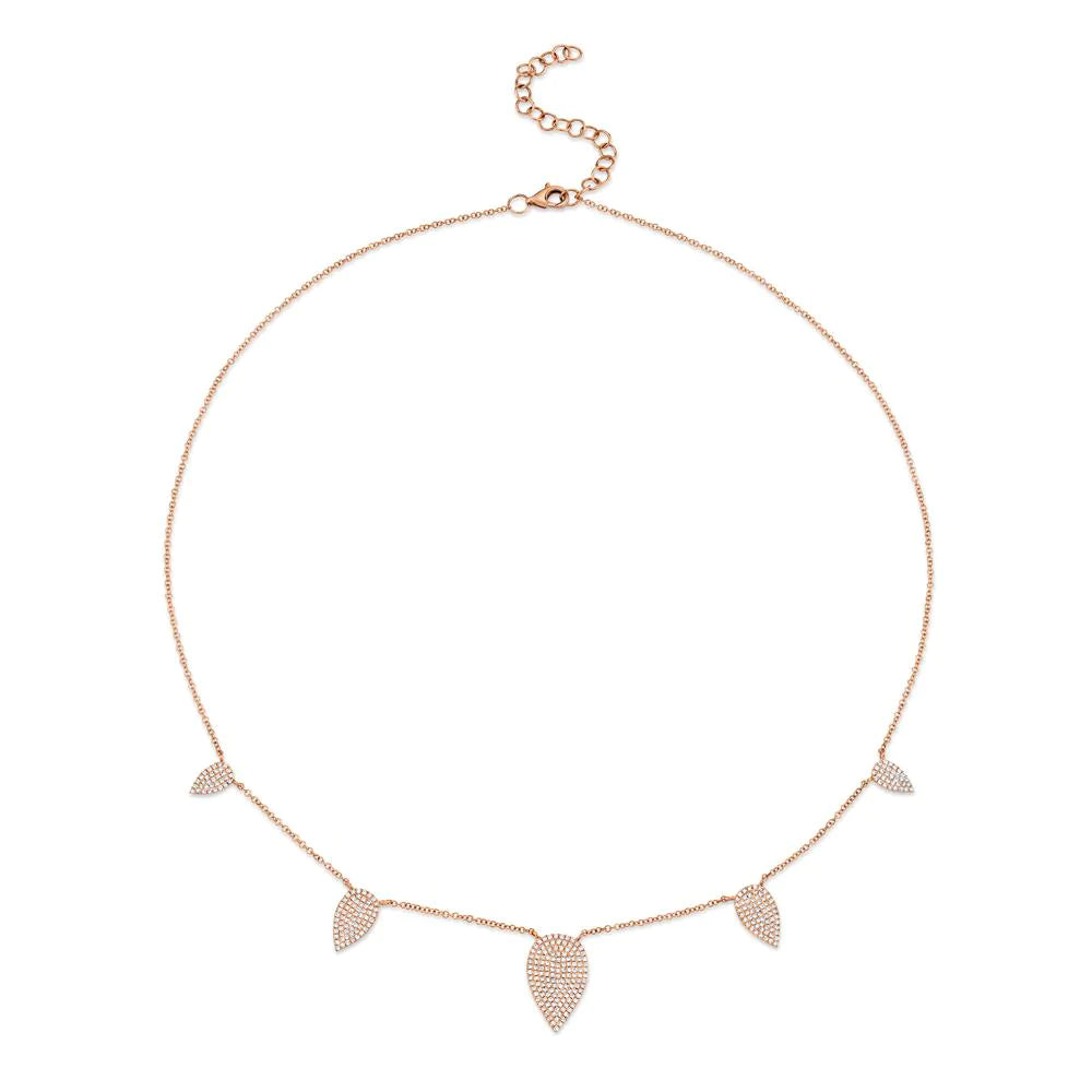 14K Gold 0.72 CT Diamond Pear Shape Pave Natural Pendant Necklace