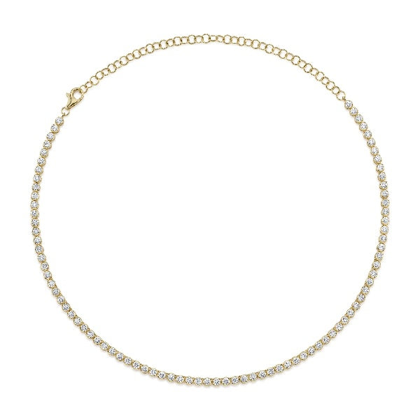 14K Gold 7.12 CT Diamond Tennis Necklace Crown Setting Round Cut Natural