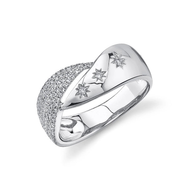 14K Gold 0.24 CT Diamond Star Ring Unique Cocktail Statement Right Hand
