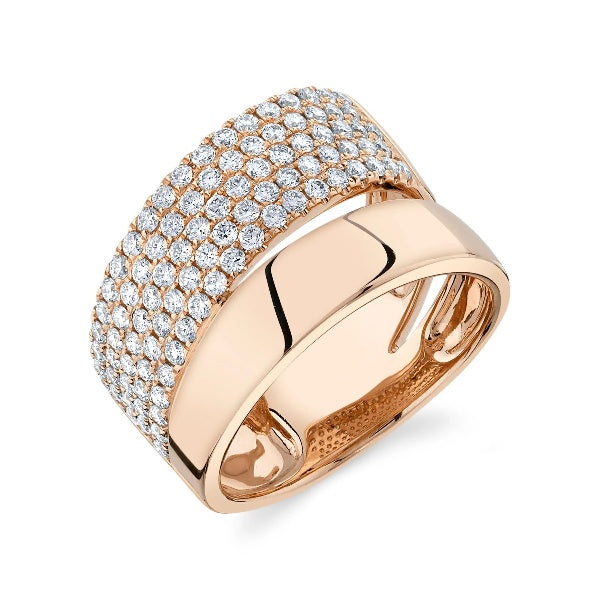 14K Gold 1.03CT Diamond Pave Cocktail Ring Right Hand Wide Statement