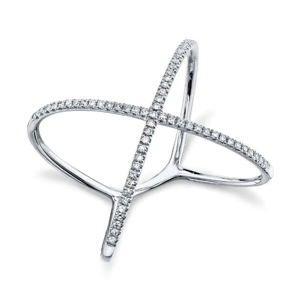 14K Gold 0.18 CT Diamond Crossover X Ring Women's Crisscross Statement