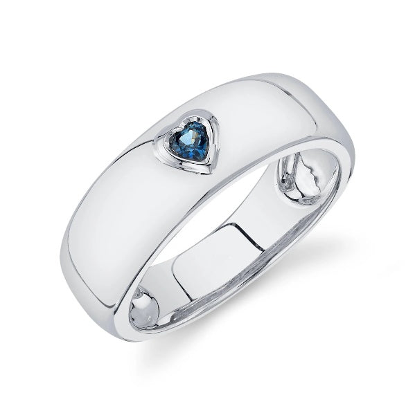14K Gold 0.13 CT Heart Cut Blue Sapphire Band Ring Bezel Set Natural