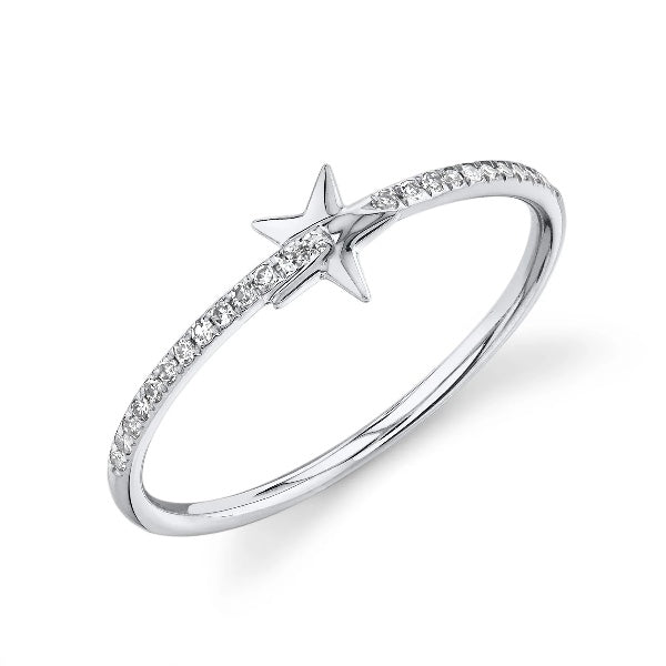 14K Gold 0.08 CT Diamond Star Ring Round Cut Natural Statement Fashion