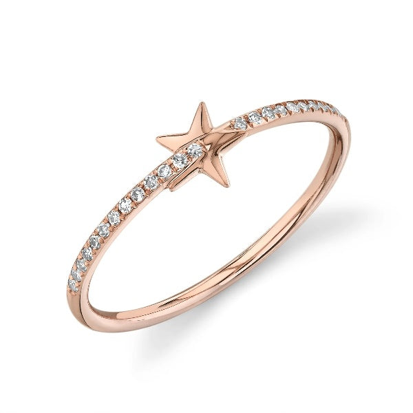 14K Gold 0.08 CT Diamond Star Ring Round Cut Natural Statement Fashion
