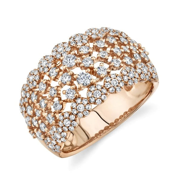14K Gold 1.14 CT Women's Diamond Cocktail Ring Wide Round Cut Statement Right Hand