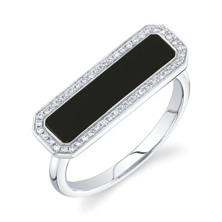 14K Gold Diamond Black Onyx Ring