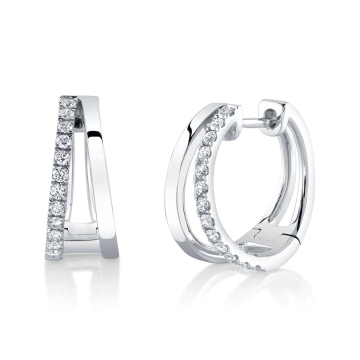 14K Gold Diamond Split Hoop Earrings