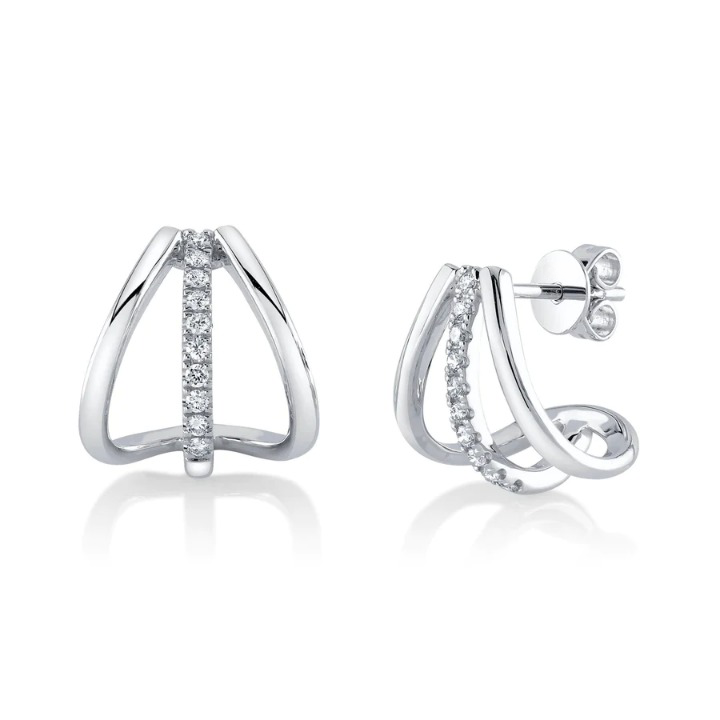 14K Gold Diamond Push Back Earrings