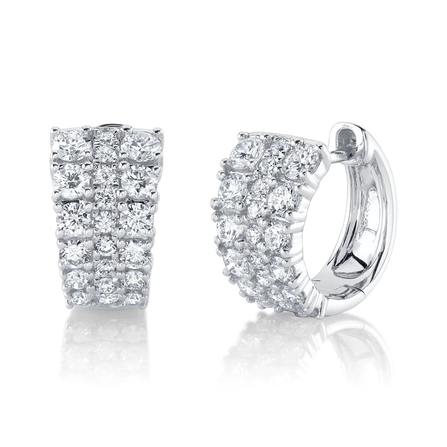 14K Gold 1.12 CT Graduating Diamond Huggie Earrings