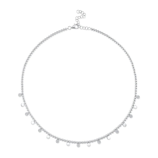 14K Gold Diamond Bead Ball Chain Necklace