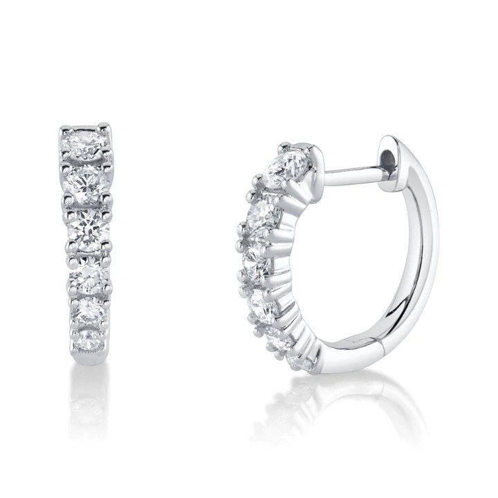 14K Gold 0.46 CT Graduating Diamond Huggie Earrings