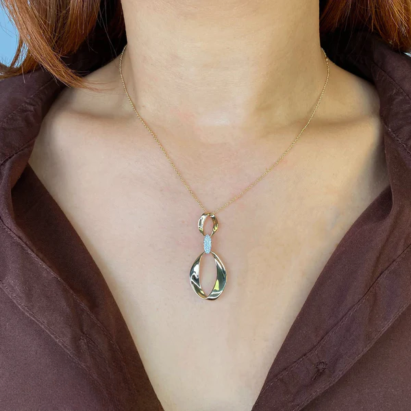 14K Gold Diamond Mobius Necklace