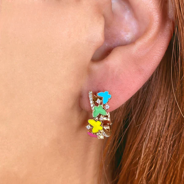 14K Gold Diamond Butterfly Earrings