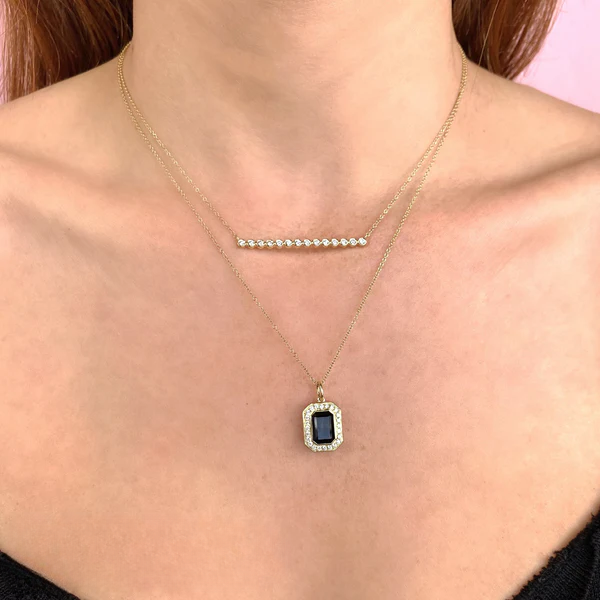 14K Gold Black Onyx Diamond Necklace