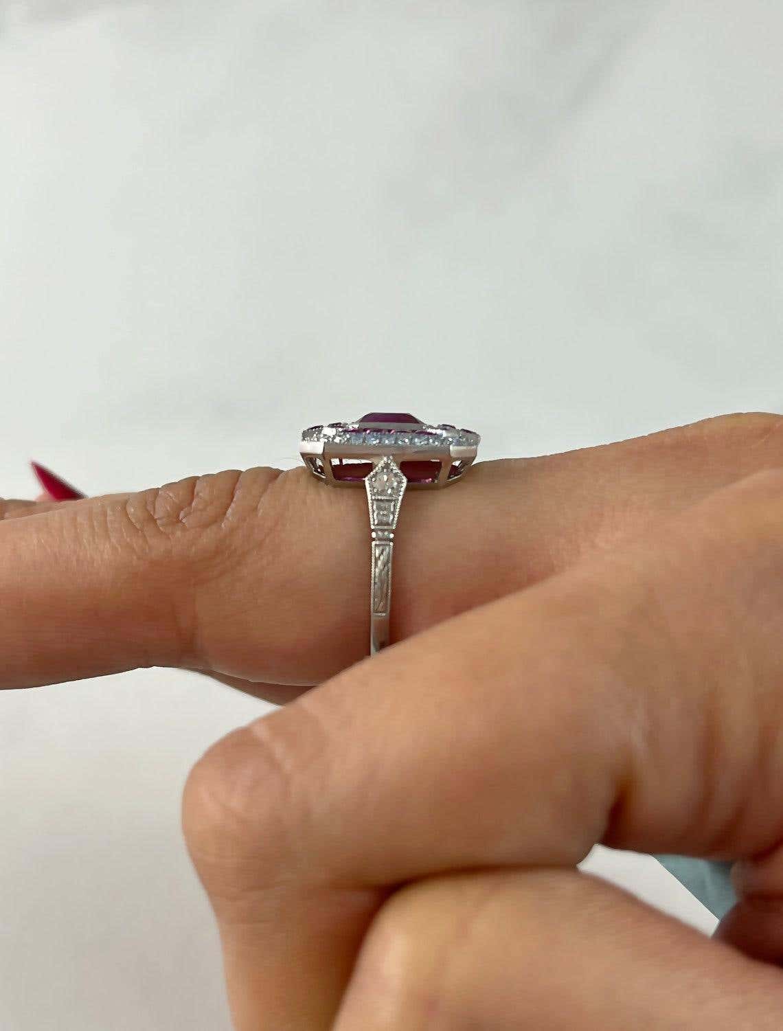 Ruby Diamond Art Deco Platinum Ring