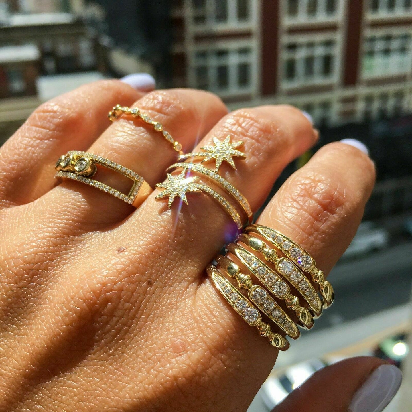 14k Gold 0.75 CT Diamond Wide Cocktail Multi Row Band Ring Natural Round Cut