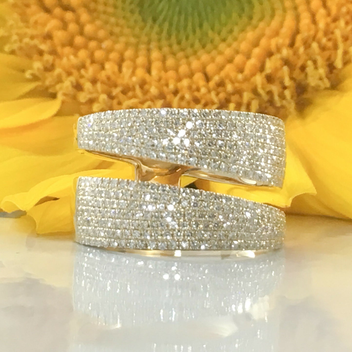 14K Gold 0.80CT Diamond Bypass Wrap Ring Statement Open Cocktail Natural