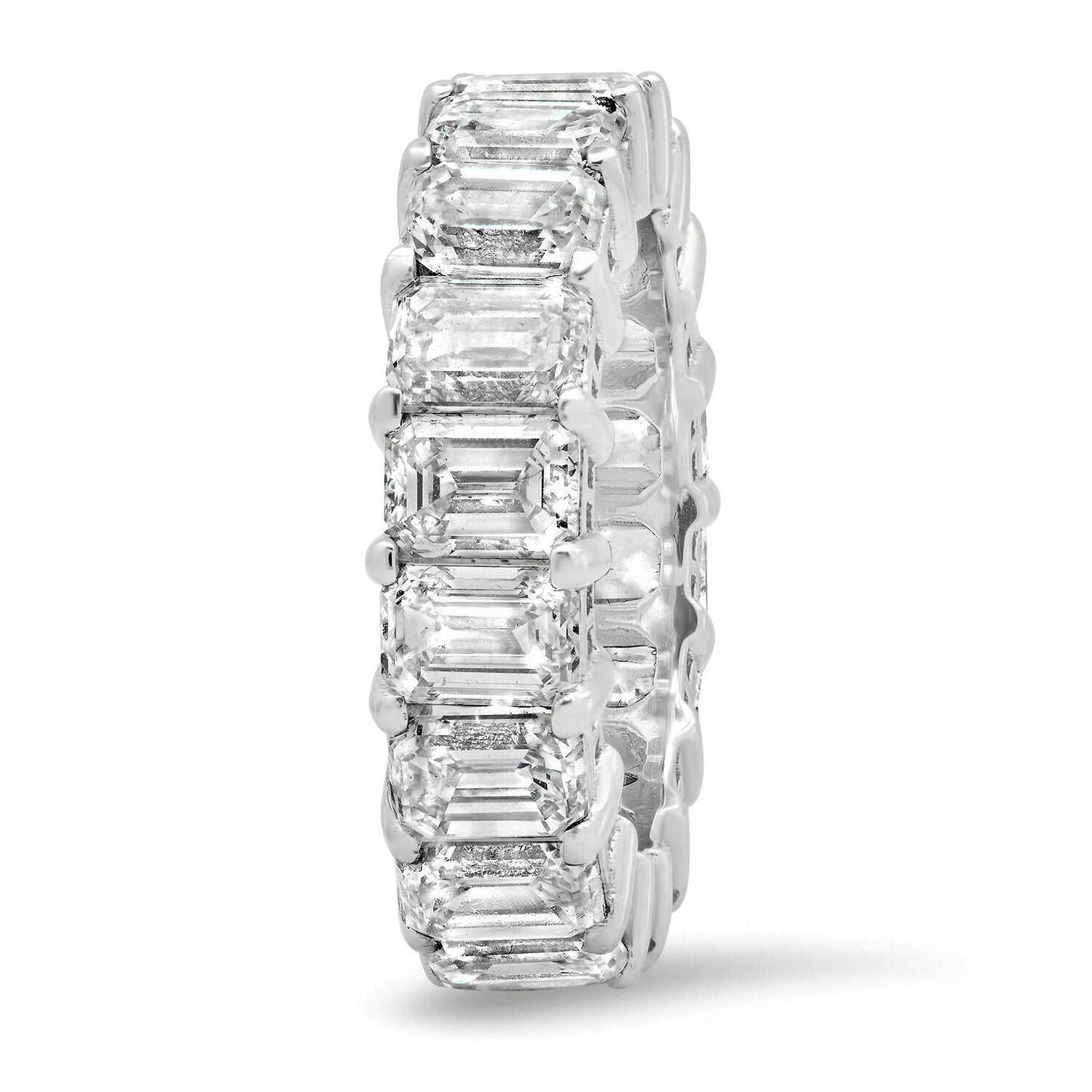18K White Gold 9.06 CT Emerald Cut Diamond Eternity Ring Engagement Band Natural