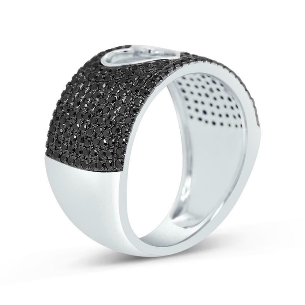 14K Gold 0.77 CT Black Diamond Heart Ring Open Statement Cocktail Natural Round