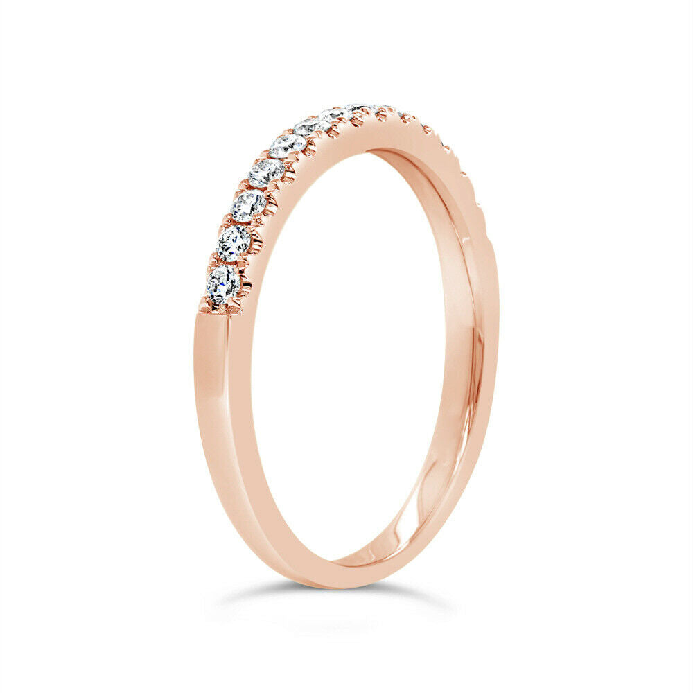 18K Gold 0.31CT Women's Natural Round Cut Diamond Wedding Band Ring 2.5 MM