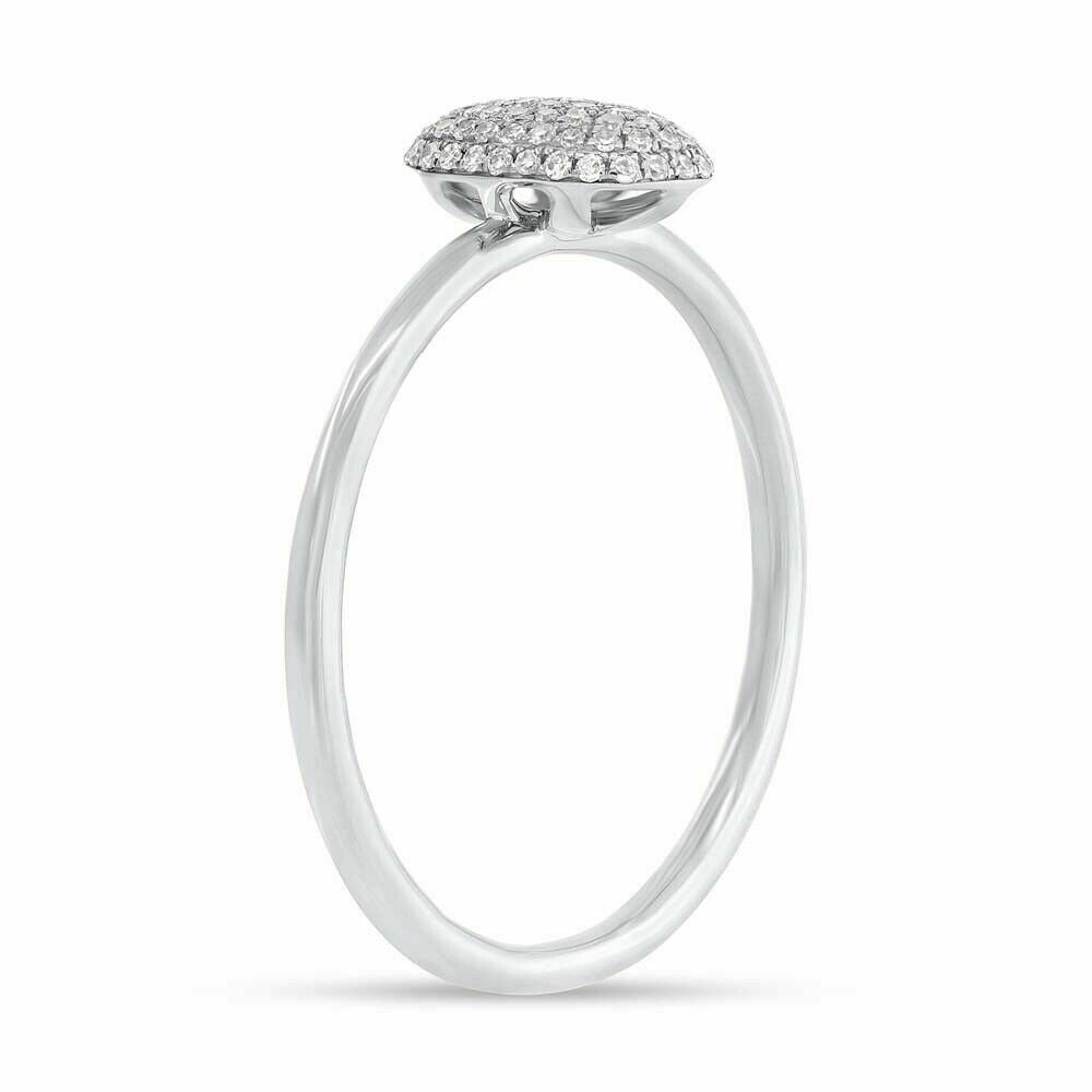 14K Gold 0.14 CT Diamond Pave Oval Dome Shape Ring Real Natural Round Cut
