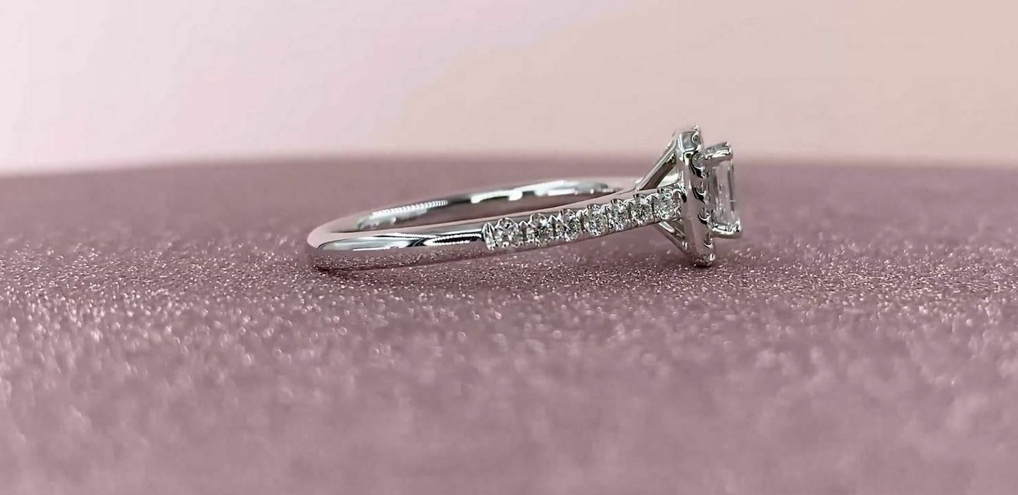 14K Gold 0.74 CT Emerald Cut Diamond Engagement Ring Solitaire Certified
