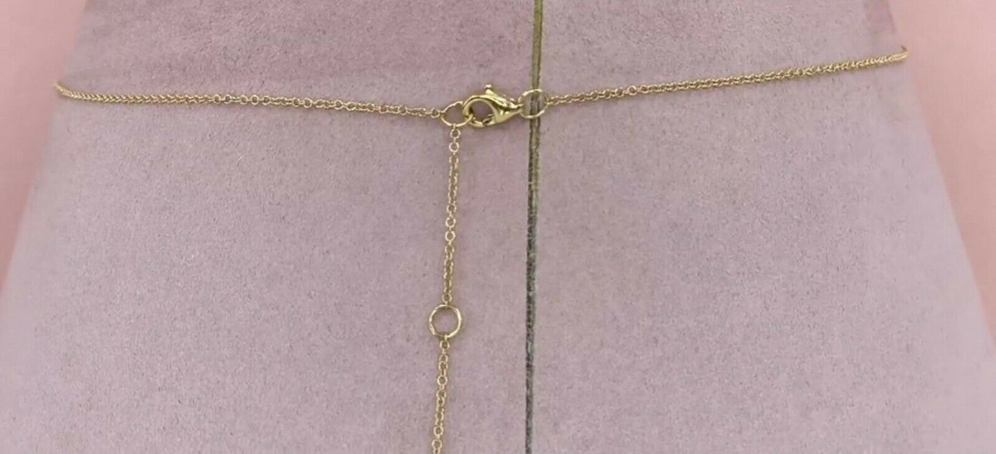 Diamond Diagonal Square Necklace 14K Yellow Gold Dangle Dangling Pendant Bezel