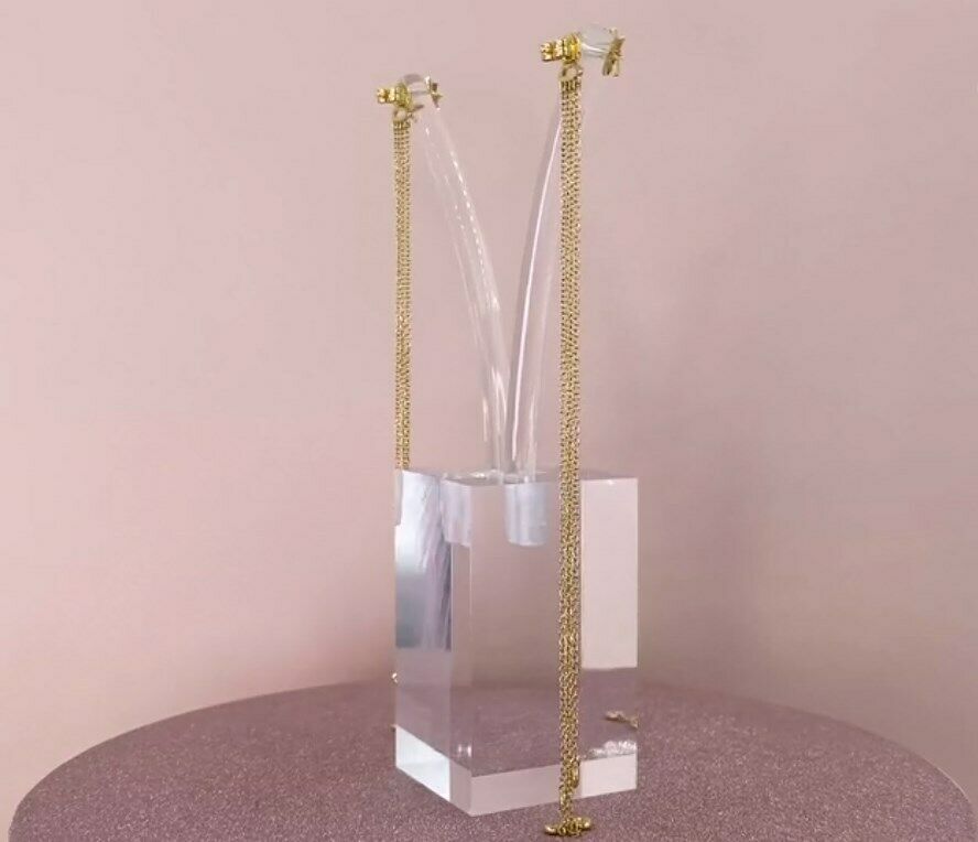 14K Gold 0.24 CT Diamond Fringe Chain Earrings Star Shoulder Dusters Round