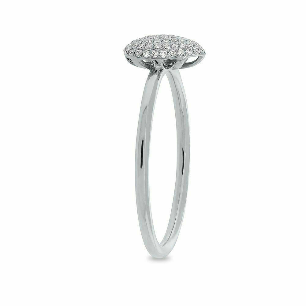 14K Gold 0.13 CT Diamond Pave Pear Teardrop Dome Ring Natural Round Cut